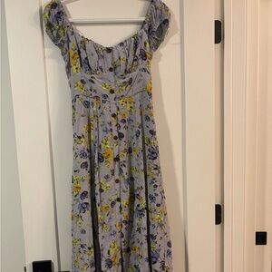 Astr Purple Floral Maxi Dress with Yellow and Blue Hues